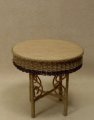 Carolina Tea For Two Table in Beige with Raspberry Trim