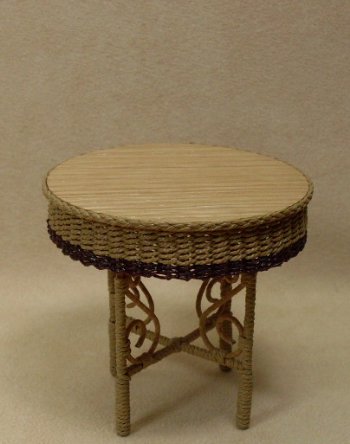 Carolina Tea For Two Table in Beige with Raspberry Trim - Click Image to Close
