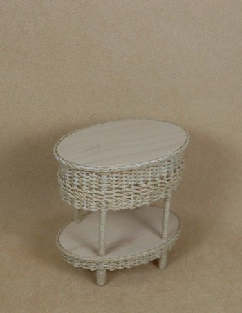 Classic Two Tier End Table in Whitewashed - Click Image to Close